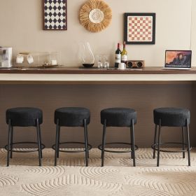 24" Tall, Round Bar Stools, Set of 2 - Contemporary upholstered dining stools for kitchens