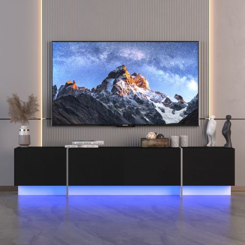 TV Console with Storage Cabinets, Remote Control, APP Control LED TV Stand, Full RGB Color Selection