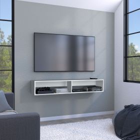 Warrior 59" Floating Tv Stand with Two open shelves, media compartments and cable management White