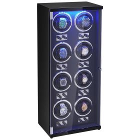 VEVOR Watch Winder, Watch Winder for 8 Men's and Women's Automatic Watches, with 8 Super Quiet Japanese Mabuchi Motors, Blue LED Light and Adapte
