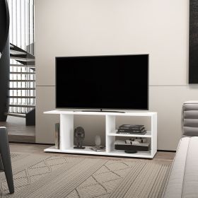 Tubac TV Rack in Melamine with Open Storage, White