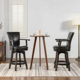 Williams 27in Swivel Counter Height Bar Stool, Vintage Black Brown Faux Leather
