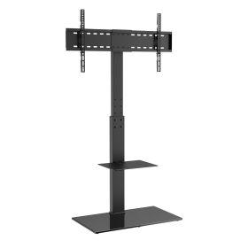 VEVOR TV Stand Mount, Swivel Tall TV Stand for 32 to 85 inch TVs, Height Adjustable Portable Floor TV Stand with Tempered Glass Base for Bedroom