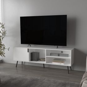 Mescal Tv Stand Multistorage with a Door and Open Storage, White