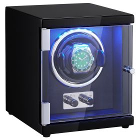 VEVOR Watch Winder, Single Watch Winder for Men's and Women's Automatic Watch, with Super Quiet Japanese Mabuchi Motor, Blue LED Light and Adapte
