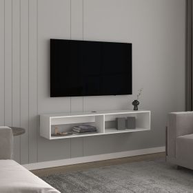 TV Stand 10.4" H, with 2 Shelves, White