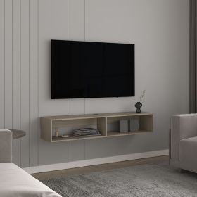 TV Stand 10.4" H, with 2 Shelves, White Oak