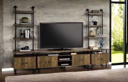 Ensata II Rustic Oak & Black Finish TV Stand