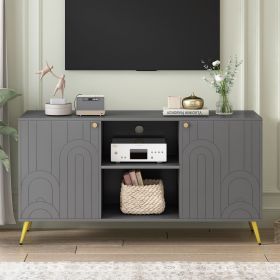 U-Can Modern TV Stand for TVs up to 55 Inches, Entertainment Center Media Console,Adjustable Shelf, Metal Legs