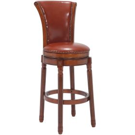 Cow top Leather Wooden Bar Stools, 29" Counter Height Bar Chair with Back, 180 Degrees Swivel Barstools Chair for Home Kitchen Counter,Dining Roo