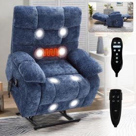 Lift Recliner Chair Heat Massage Dual Motor Infinite Position Up to 350 LBS Large Electric Power Lift Recliners with Power-Remote