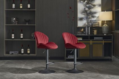 Bar Stools Set of 2 - Adjustable Barstools with Back and Footrest, Counter Height Bar Chairs for Kitchen, Pub -RED