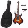 [Do Not Sell on Amazon]Glarry Flame Shaped Electric Guitar with 20W Electric Guitar Sound HSH Pickup Novice Guitar Audio Bag Strap Picks Shake Cable W
