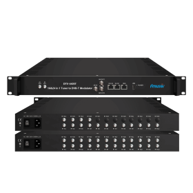 FMUSER DTV-4405C/T-16/24 16/24 DVB-S2 FTA Tuner or 1 ASI and 128/256 IP(UDP/RTP/RTSP)through 1 GE port in 16 Mux-scrambling QAM/8 DVB-T or 1 ASI (Color: DTV-4405T 16 FTA DVB-S2)