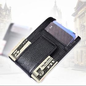 Money Clip with RFID Safe Wallet (Color: Brown)