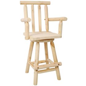 Rustic Bar Stool - Fir Wood Construction, Chair with Footrest,Wide Armrest, Rustic Kitchen Stool, Tall Bistro Chair for Dining Room, Restaurant, (Color: as Pic)
