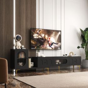 Wood Extendable TV Stand Rectangle Entertainment Center,Media TV Console for Living Room Bedroom (Color: as Pic)