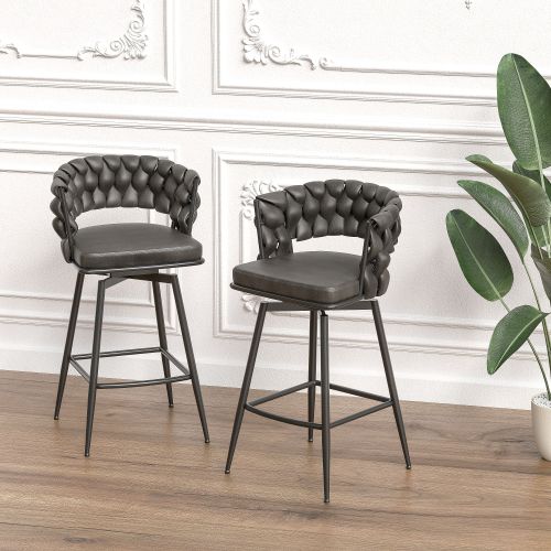 28" 360 Swivel Bar Stools Set of 2 Modern Swivel Bar Chairs, Barstools Counter Height with High Backrest, Easy 3-5 Minute Assembly for Bar, Kitch